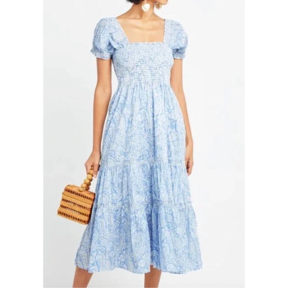 O.P.T Elegant Blue Paisley Midi Dress
